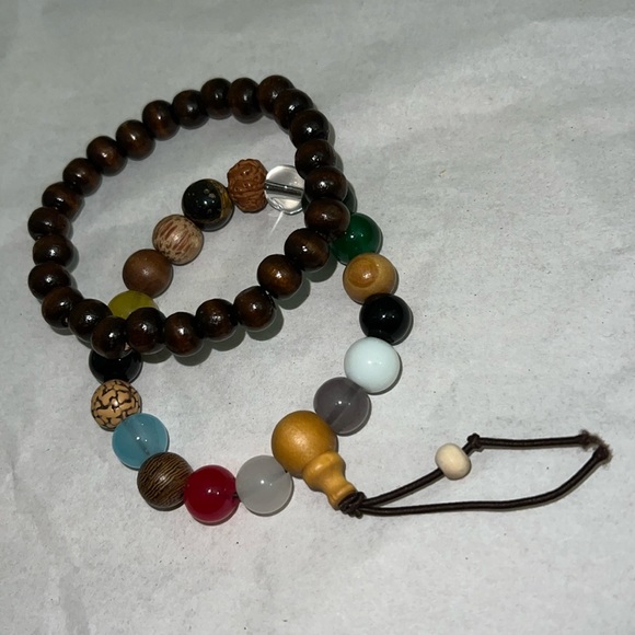 Beaded Bracelet Set Bodhi Seed Stretchy - Picture 1 of 5